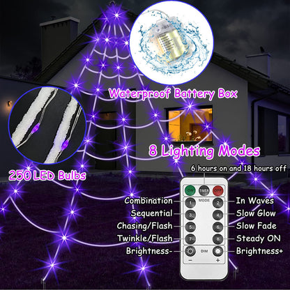 🕷️Spider Web with LED Lights for Halloween