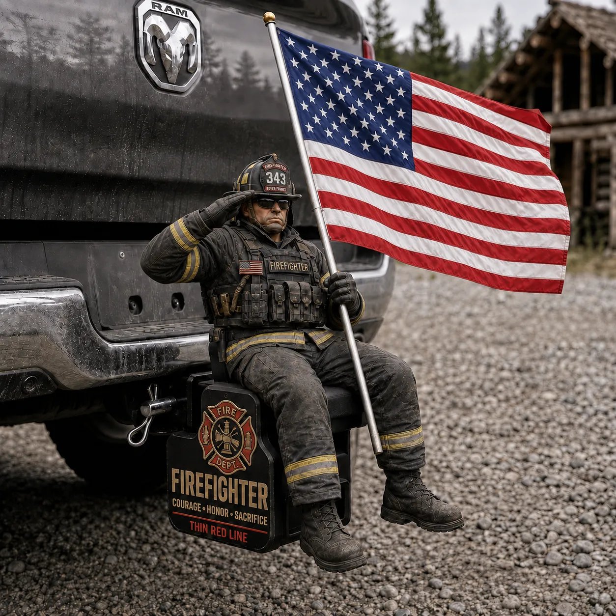 🏆 Last Day Promo: 49% OFF - Firefighter Thin Red Line Tribute Trailer Hitch Cover