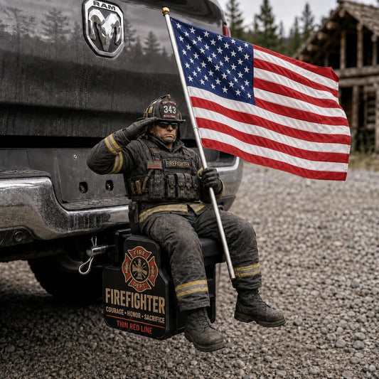 🏆49% OFF - Firefighter Thin Red Line Tribute Trailer Hitch Cover