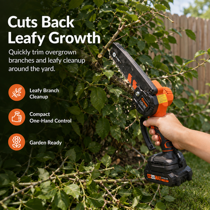 🌿 Cordless Mini Chainsaw – One-Hand Electric Pruning Saw for Branches & Yard Work