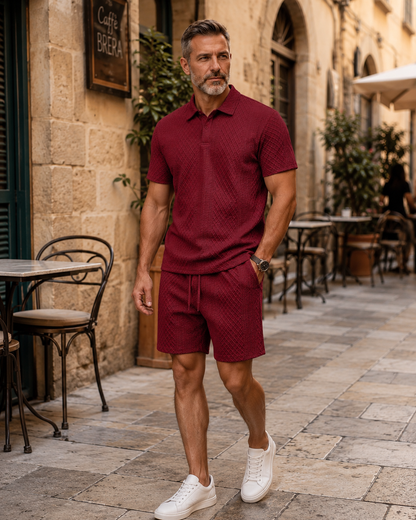 🎁Father’s Day 50% OFF- 🔥Men's 2 Pieces Casual Polo Shirt and Shorts Set