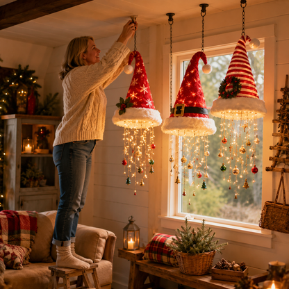 🔥Today 49% OFF🎅 Lighted Santa Hat Hanging Chandelier 🎄