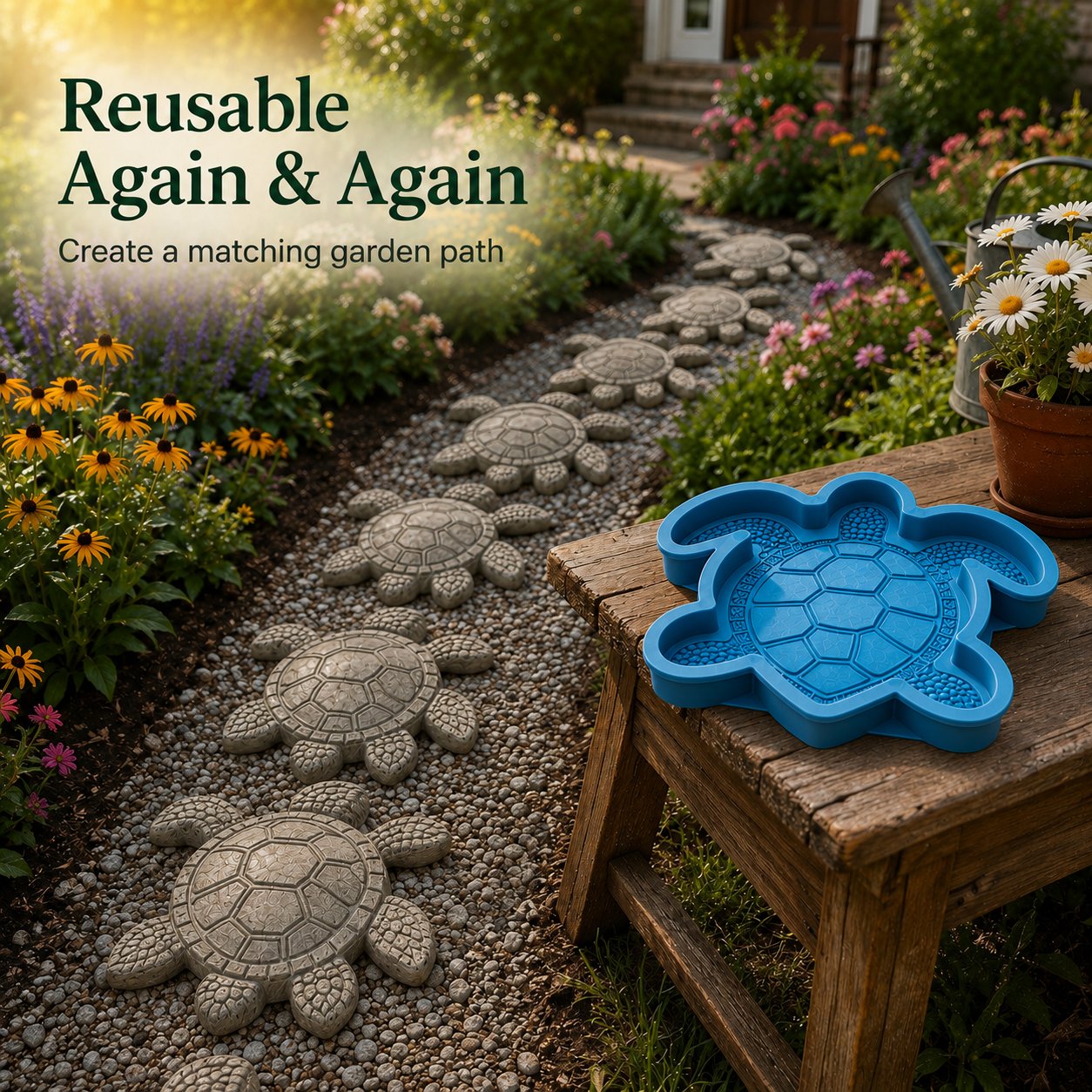 🌊 Ocean Animal Stepping Stone Mold – Reusable Garden DIY Mold