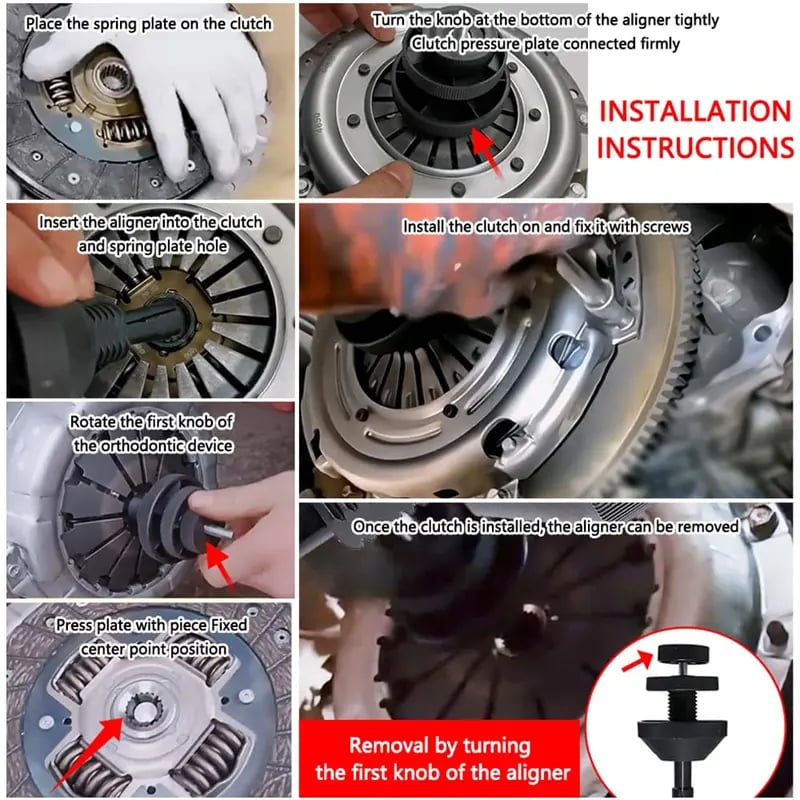 💯 Universal Single Disc Clutch Alignment Tool with 2 Replaceable Plastic Sleeves for Cars & Light Trucks