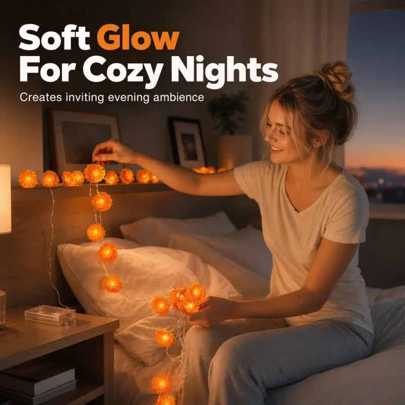 🌼🎃Artificial Marigold Flower LED String Lights