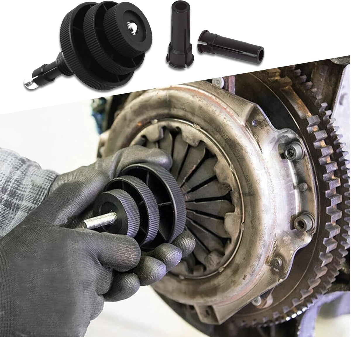 💯 Universal Single Disc Clutch Alignment Tool with 2 Replaceable Plastic Sleeves for Cars & Light Trucks