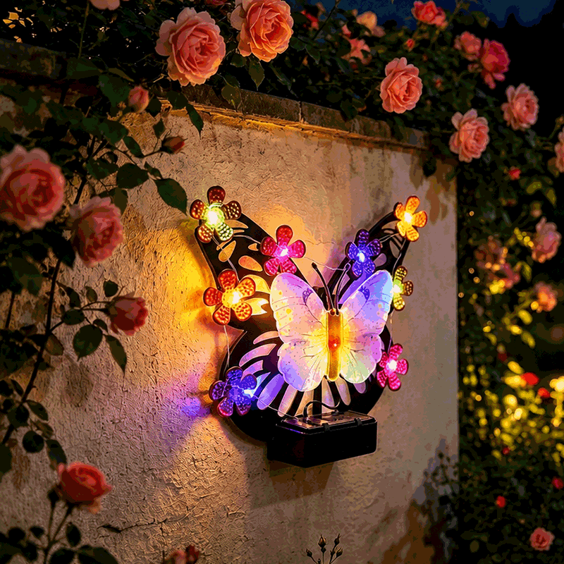 🦋 Solar-Powered Butterfly Wall Light | Outdoor Waterproof Garden Decor