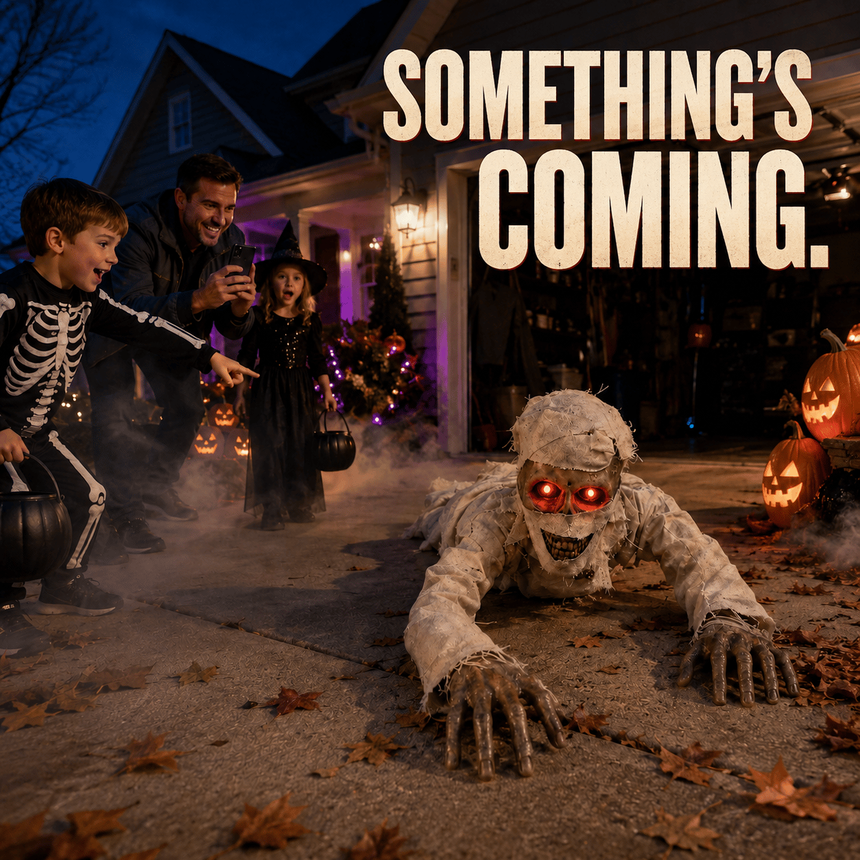 🧟 Animated Crawling Mummy Halloween Prop – Sound-Activated Scare With Red Eyes 🎃