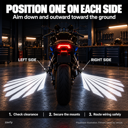 🪽✨ Motorcycle Angel Wings Projector Lights – Light Up Your Night Ride!