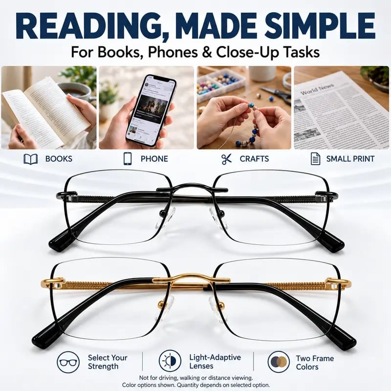 Unisex Progressive Multifocal Photochromic Reading Eyeglasses