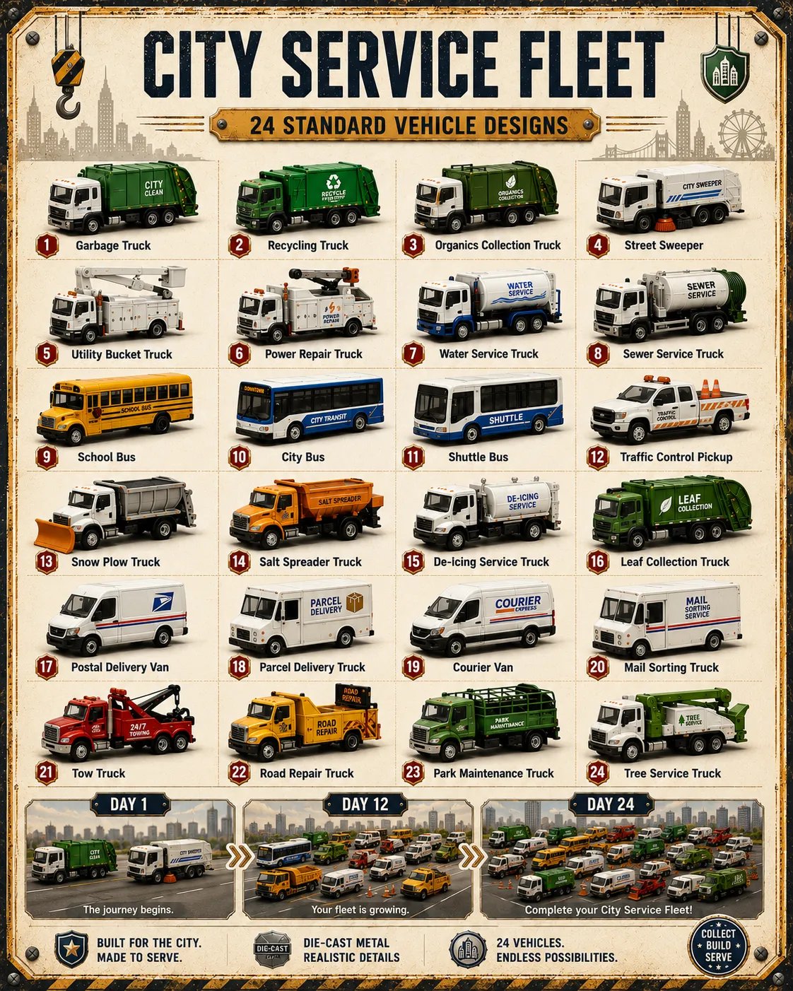 🎄 Vehicle Advent Calendar – 24 Construction & Farm Vehicles