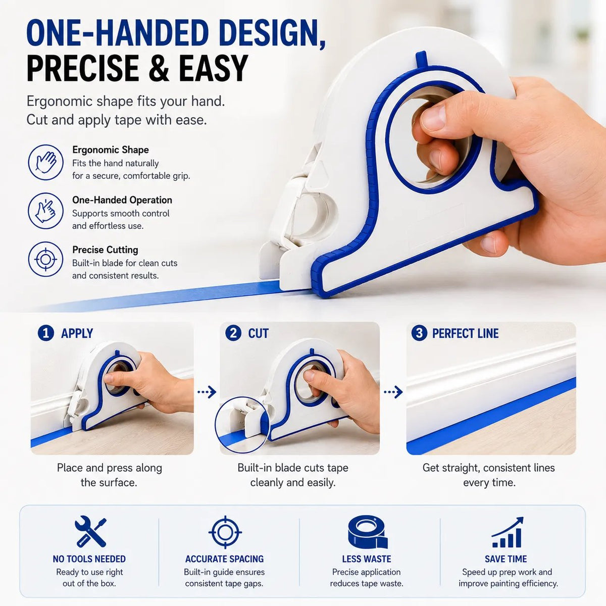 🎨 3-in-1 Painter's Tape Applicator – Perfect Paint Lines Made Easy ⭐