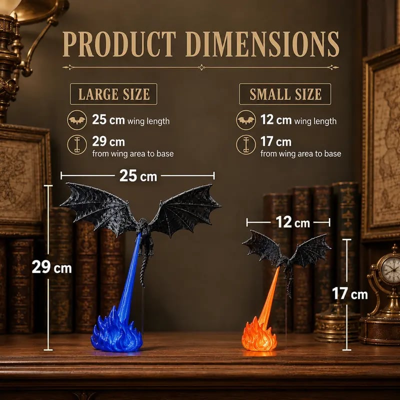 🔥Last Day: 60% OFF🔥 Firebreathing Dragon Book Nook | Realistic Flame Fantasy Shelf Decor
