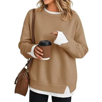 ✨ Women’s Layered-Look Striped Oversized Sweatshirt – Effortless Street Style