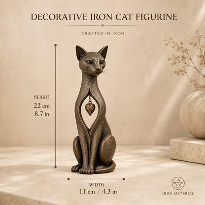 🐱 Heritage Heart Sphynx Cat Sculpture – Vintage Bronze Home Décor ✨