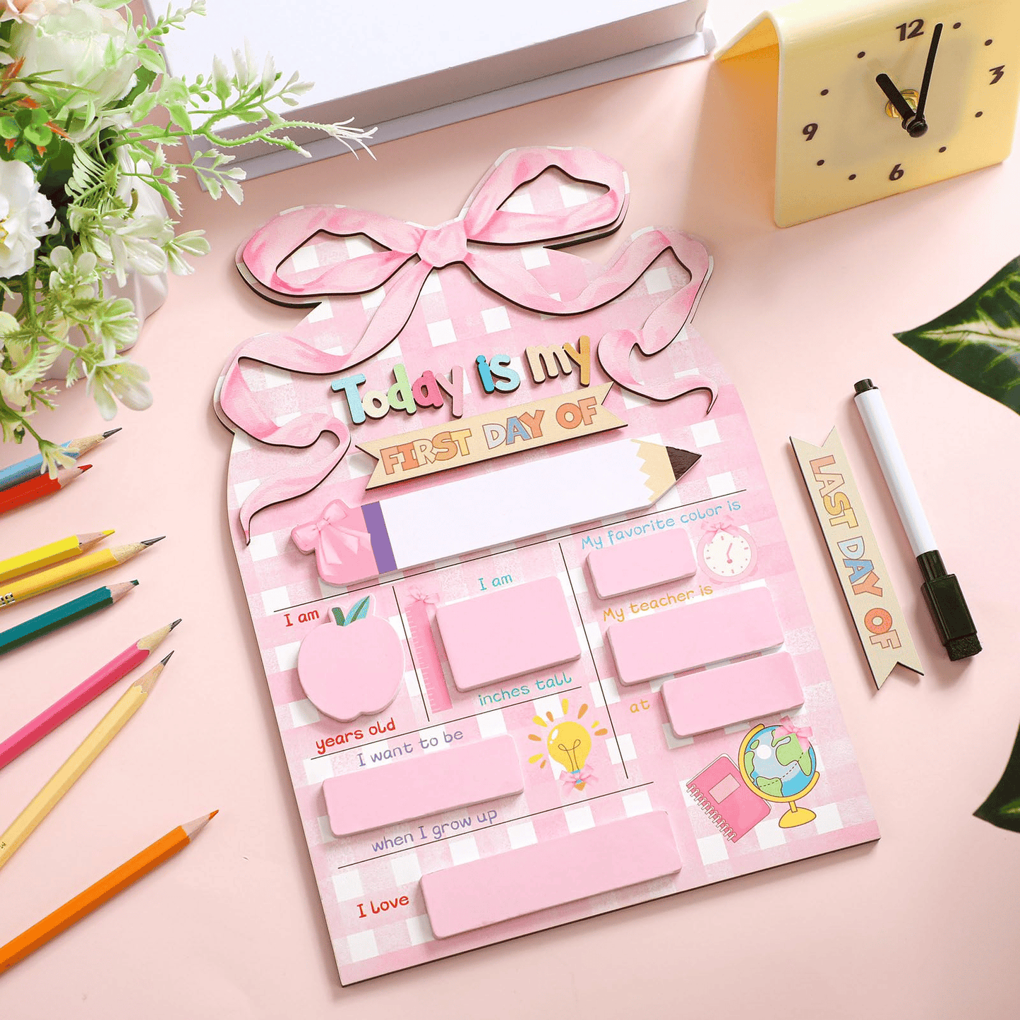 First Day of School Sign Reusable Back to School ChalkBoard
