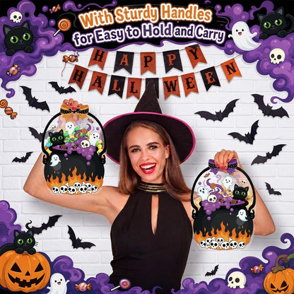 🔥Last Day 49% OFF - 50 Pcs Halloween Favor Bags Transparent Pumpkin Sealed Pouches🍬