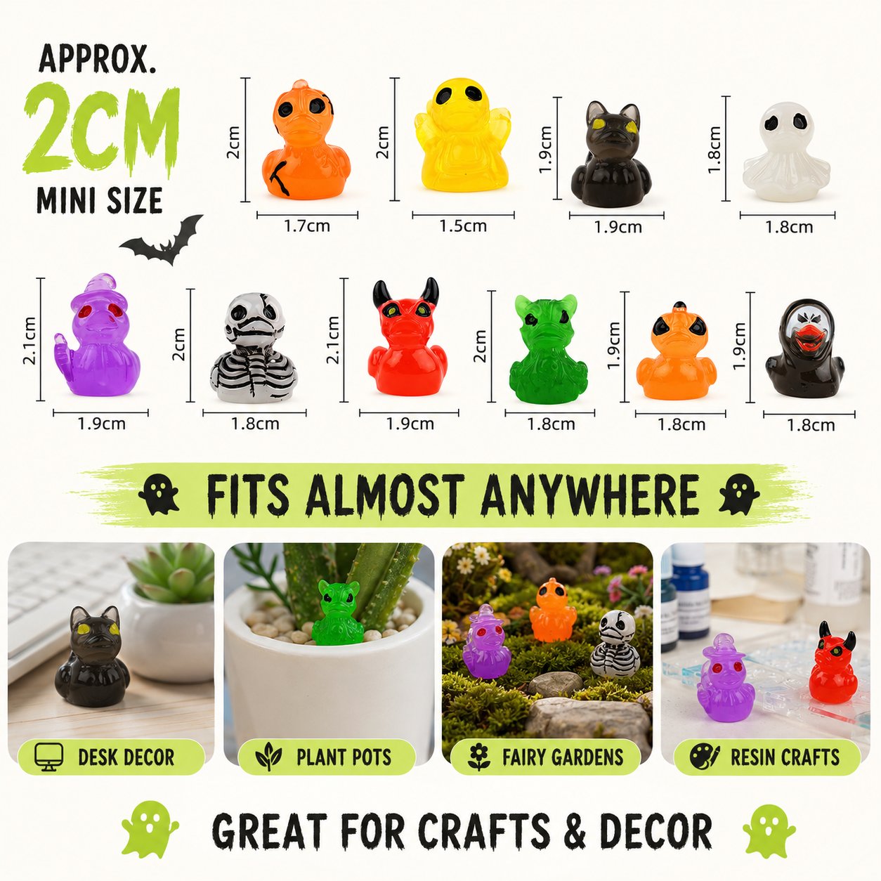 🔥Last Day 50% OFF - 🎃 20PCS Glow-In-Dark Tiny Spooky Resin Decorations