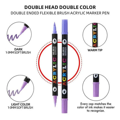 🔥Promotion-49%OFF - Dual Tip Acrylic Paint Pen Marker - 24/48/72 Colours