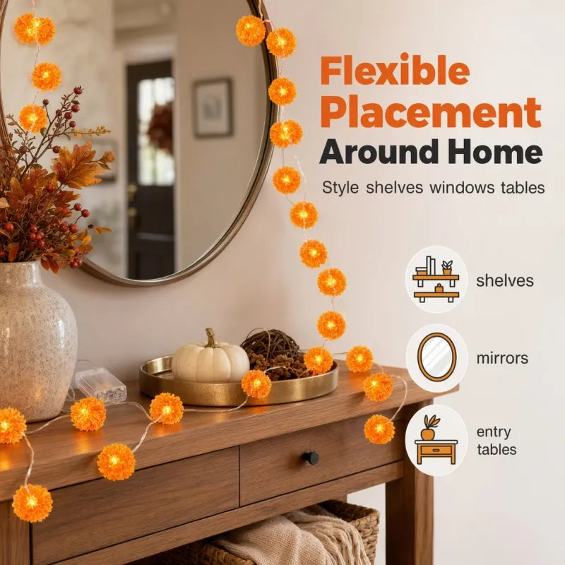 🌼🎃Artificial Marigold Flower LED String Lights