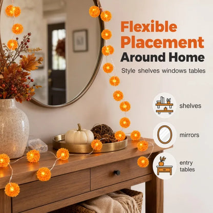 🌼🎃Artificial Marigold Flower LED String Lights