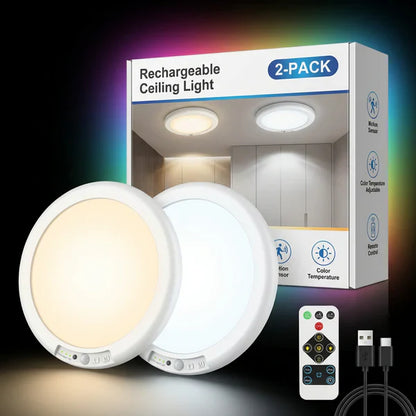 🔥Rechargeable Motion Sensor Ceiling Light with Remote（🔥Buy 2 Free Shipping🔥）
