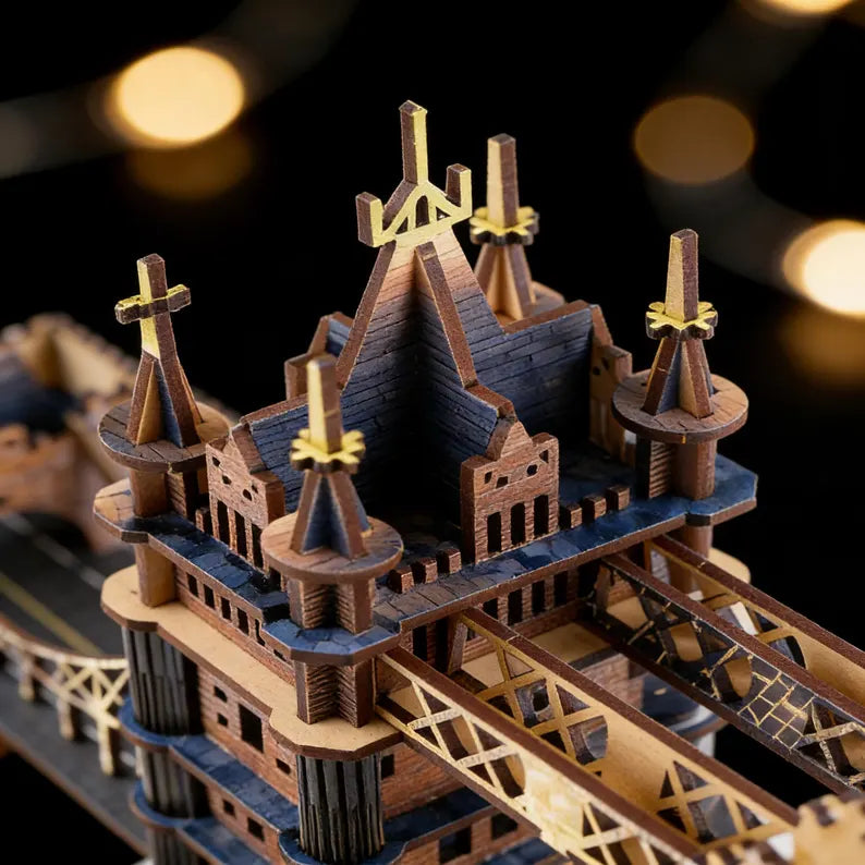 🏰 London Tower Bridge 3D Wooden Puzzle Kit | DIY Plymagic Assembly Model | 49% OFF | Gift for Architecture Lovers 🧩✨