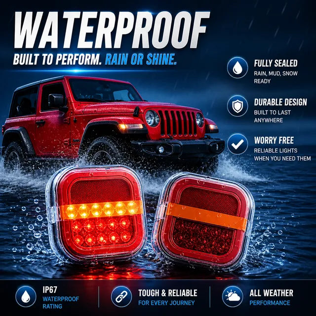 🚚 Wireless Magnetic Trailer Light Kit – Rechargeable LED Brake, Turn & Tail Lights