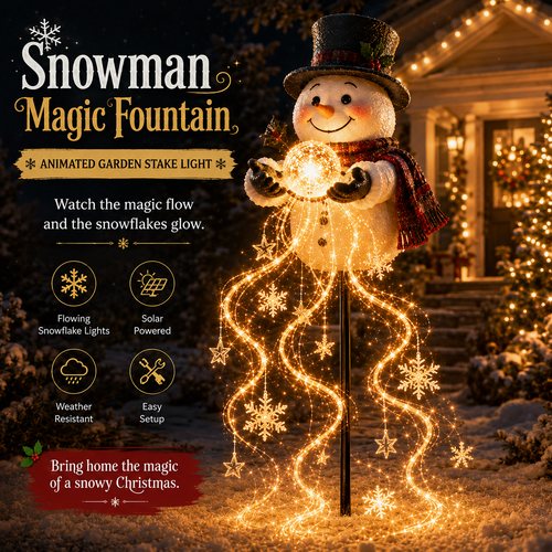 🎄 50% OFF – Snowman Magic Fountain™ | Flowing Snowflake Christmas Garden Light ❄️