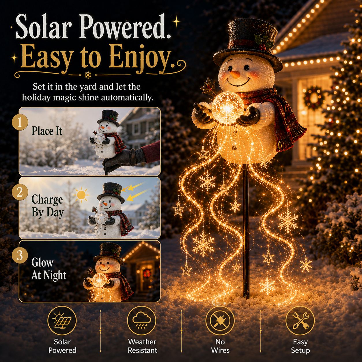 🎄 50% OFF – Snowman Magic Fountain™ | Flowing Snowflake Christmas Garden Light ❄️