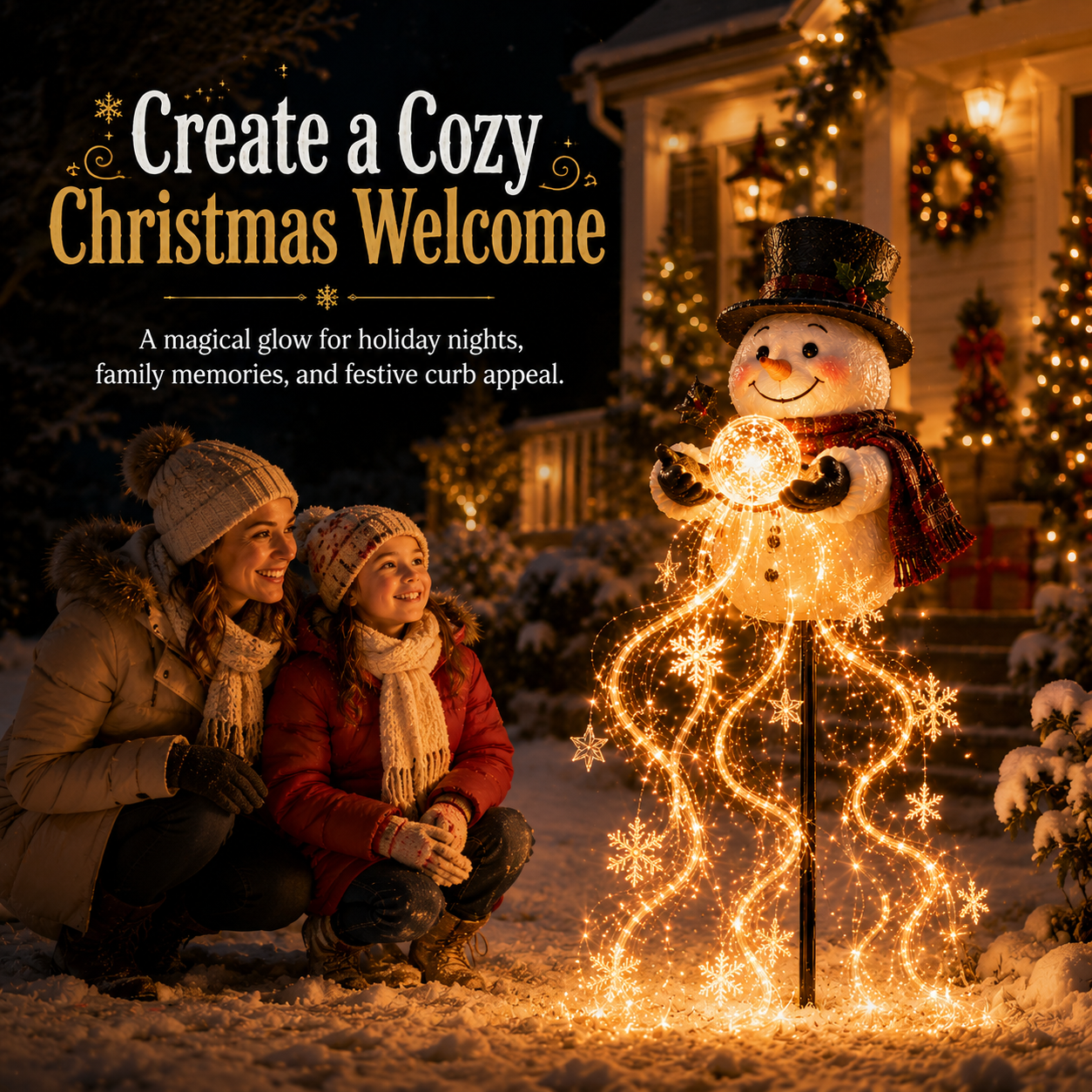 🎄 50% OFF – Snowman Magic Fountain™ | Flowing Snowflake Christmas Garden Light ❄️