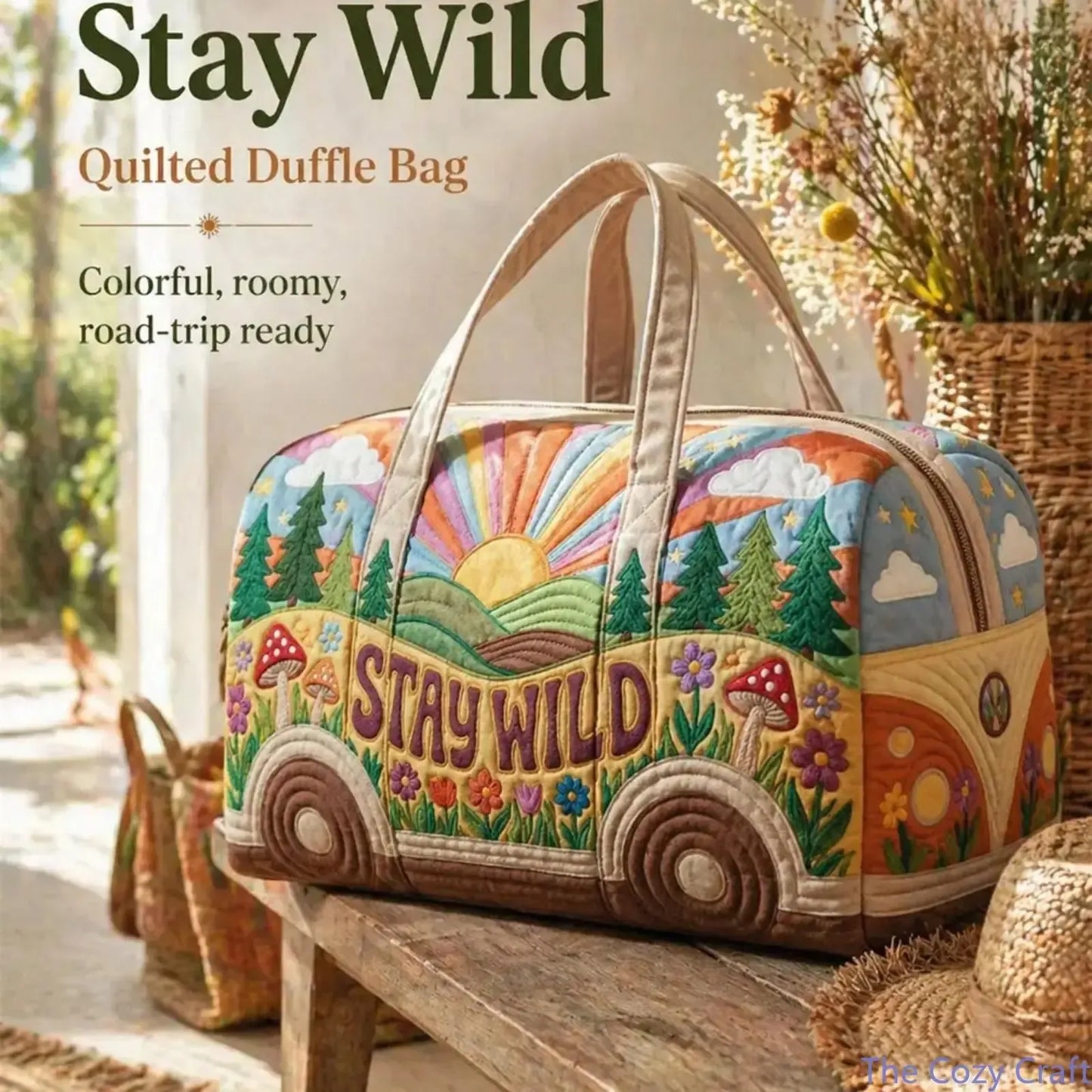 🌈50% OFF TODAY🚐 Stay Wild Retro Weekender Bag