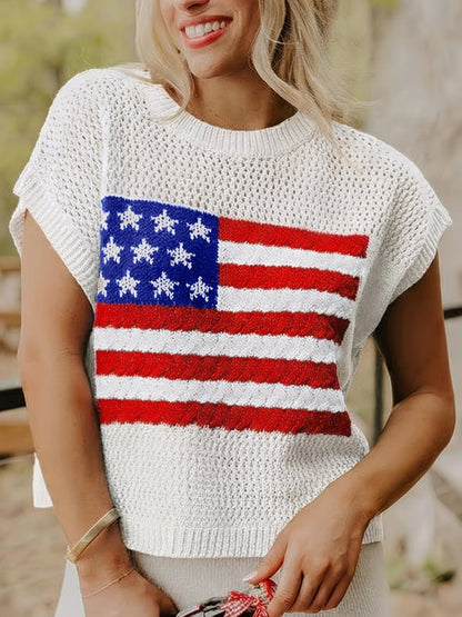🔥🌸Cool Summer Deal 55% OFF - American Flag Graphic Sweater Top