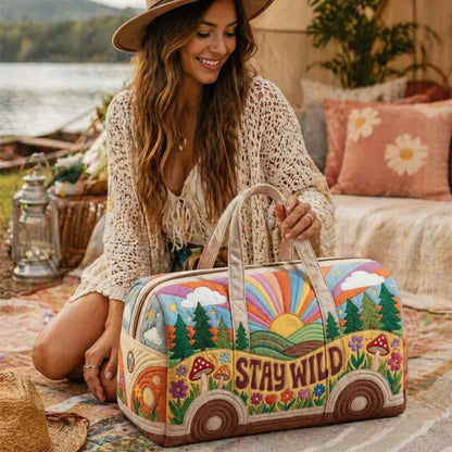 🌈50% OFF TODAY🚐 Stay Wild Retro Weekender Bag