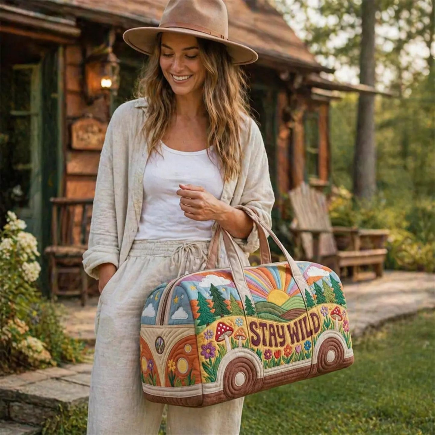 🌈50% OFF TODAY🚐 Stay Wild Retro Weekender Bag