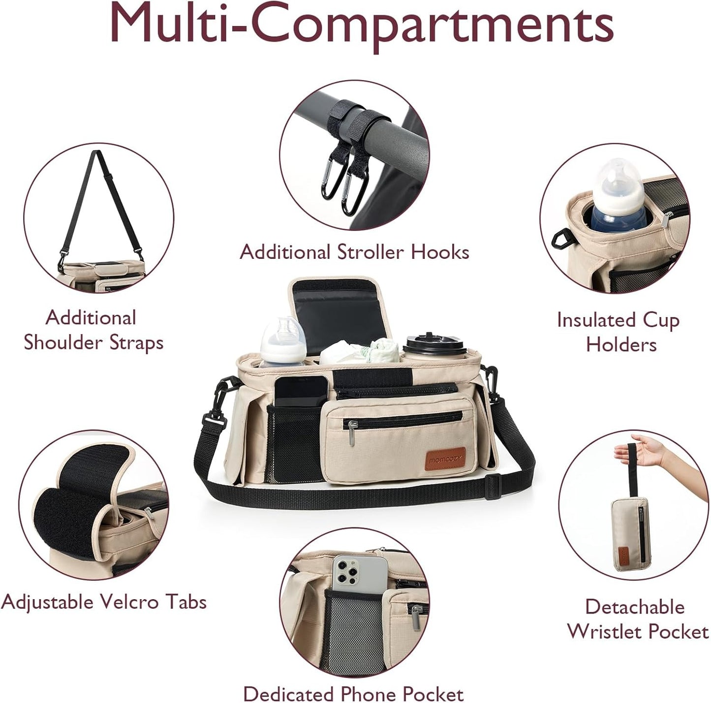 🏆Last Day 50% OFF💥Universal Stroller Organizer - Insulated Dual Cup Holders