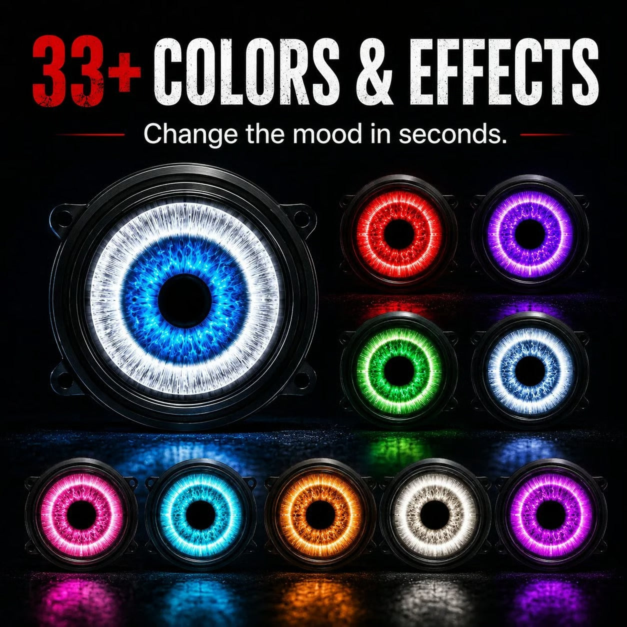 👁️ Demon Eye RGB Headlight Kit – Animated Iris Car Lighting Upgrade