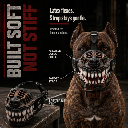 🐺🧛Scary Fang Dog Muzzle – Soft Latex Halloween Pet Accessory