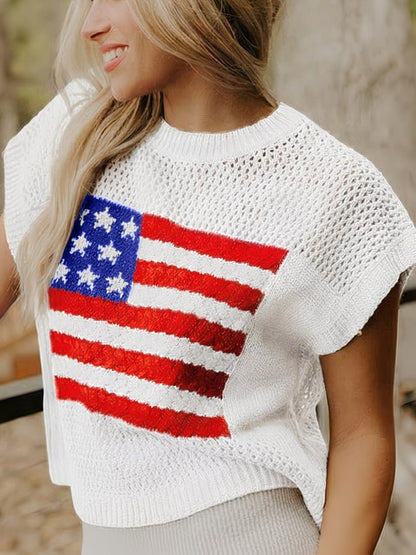 🔥🌸Cool Summer Deal 55% OFF - American Flag Graphic Sweater Top