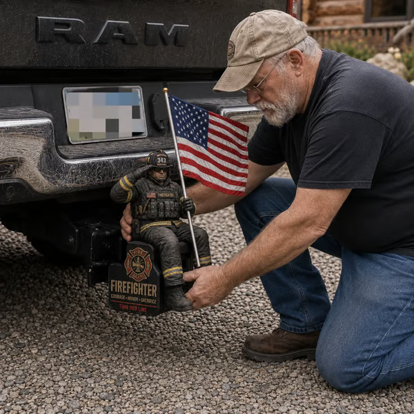 🏆 Last Day Promo: 49% OFF - Firefighter Thin Red Line Tribute Trailer Hitch Cover