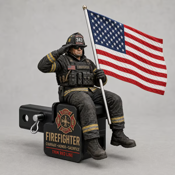 🏆 Last Day Promo: 49% OFF - Firefighter Thin Red Line Tribute Trailer Hitch Cover