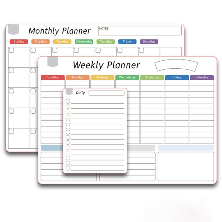 🗓️ Magnetic Dry-Erase Fridge Calendar Set – Family Planner & Grocery List