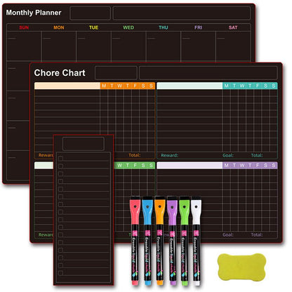 🗓️ Magnetic Dry-Erase Fridge Calendar Set – Family Planner & Grocery List