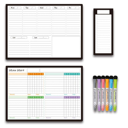 🗓️ Magnetic Dry-Erase Fridge Calendar Set – Family Planner & Grocery List