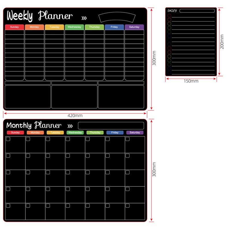 🗓️ Magnetic Dry-Erase Fridge Calendar Set – Family Planner & Grocery List