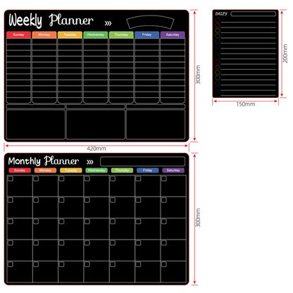 🗓️ Magnetic Dry-Erase Fridge Calendar Set – Family Planner & Grocery List