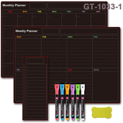 🗓️ Magnetic Dry-Erase Fridge Calendar Set – Family Planner & Grocery List