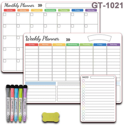 🗓️ Magnetic Dry-Erase Fridge Calendar Set – Family Planner & Grocery List