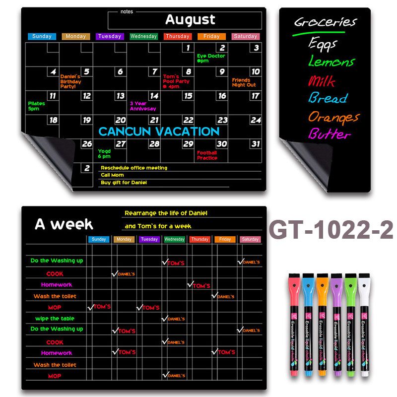 🗓️ Magnetic Dry-Erase Fridge Calendar Set – Family Planner & Grocery List