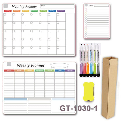 🗓️ Magnetic Dry-Erase Fridge Calendar Set – Family Planner & Grocery List